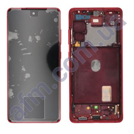 Дисплей Samsung сервісний G780 Galaxy S20 FE червоний + рамка GH82-24219E