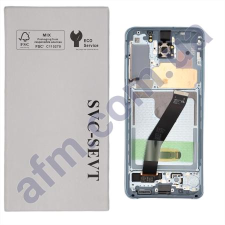 Дисплей Samsung сервісний G980 Galaxy S20 CLOUD BLUE + рамка GH82-22131D