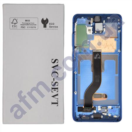 Дисплей Samsung сервисный G985 Galaxy S20 Plus/ G986 BLUE + рамка GH82-22134D