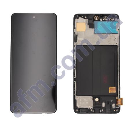 Дисплей Samsung A515F Galaxy A51 OLED (Small LCD) чёрный + рамка