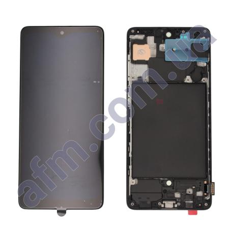 Дисплей Samsung A715F Galaxy A71 OLED (Small LCD) чёрный + рамка