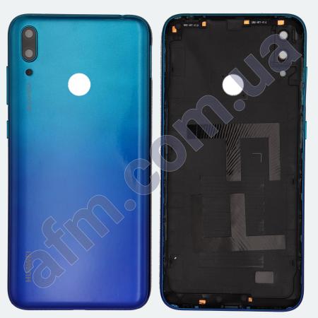 Задня кришка Huawei Y7 2019 (DUB-LX1) синя Aurora Blue + Скло камери