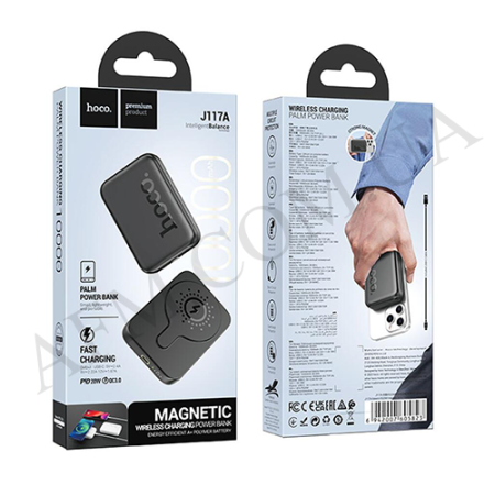 Зовнішній акумулятор (Power Bank) Hoco J117A (10000 mAh) 15W (MagSafe 7.5W) бездротова чорний