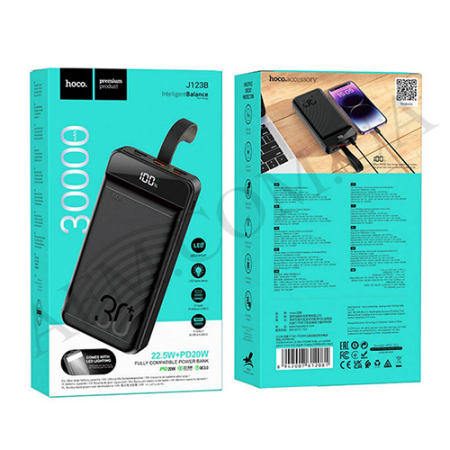 Зовнішній акумулятор (Power Bank) Hoco J123B 22.5W + PD20W (30000 mAh) чорний