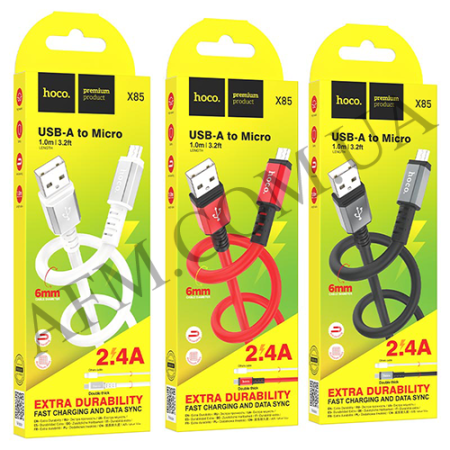 USB кабель Hoco X85 Micro USB (1000mm) чорний