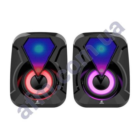 Колонки компьютерные JEQANG JS-701 RGB стерео с регулеровкой звука 3.5 + USB чёрная