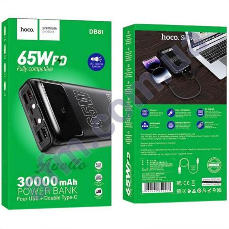 Зовнішній акумулятор (Power Bank) Hoco DB81 PD65W (30000 mAh) чорний