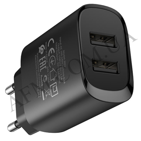 СЗУ блок Borofone BN2 (2USB/ 2.1A) + кабель Micro USB чорний