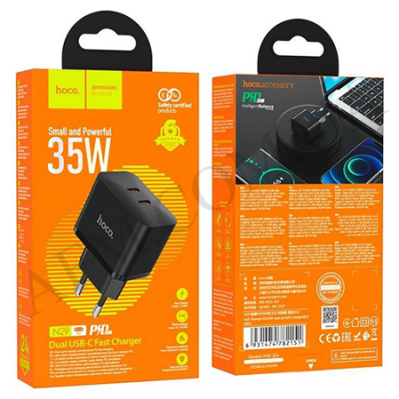 СЗУ блок Hoco N29 PD (2 Type-C) 35W чорний