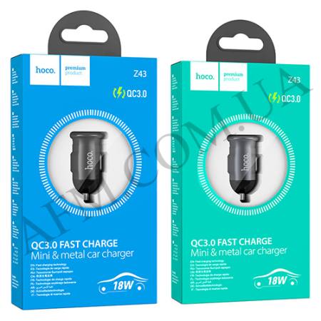 АЗП блок Hoco Z43 QC3.0 (1USB/ 18W) чорний