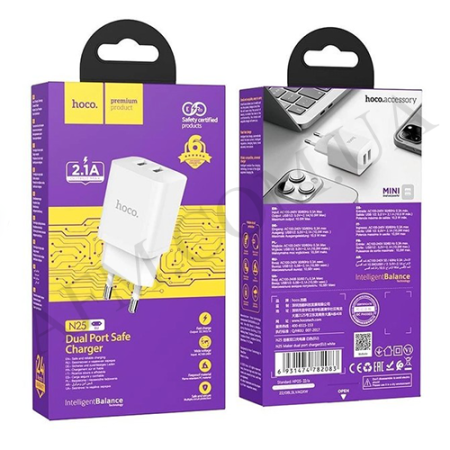 СЗУ блок Hoco N25 (2USB/ 2.1A) білий
