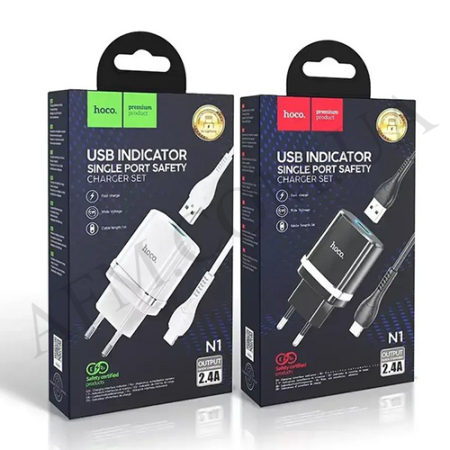 СЗУ блок Hoco N1 (1USB/ 2.1A) + кабель Micro USB білий