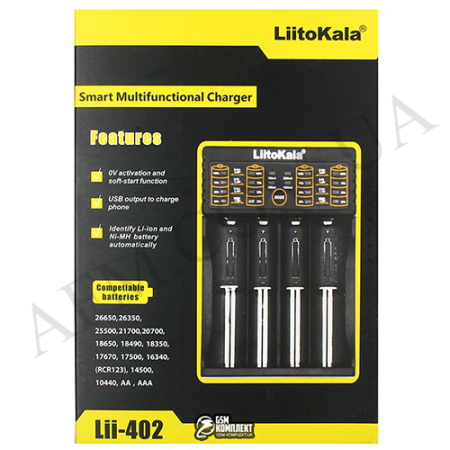 СЗУ LiitoKala Lii-402 для акумуляторів 18650/ AA/ AAA та других (4 слота)