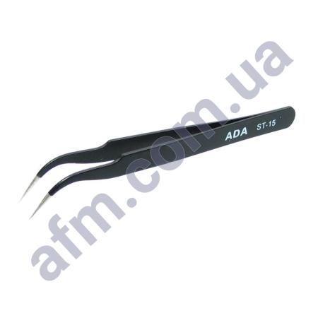 Пінцет вигнутий Aida 7-SA ESD (ST-15) чёрный,  антистатичний покриття