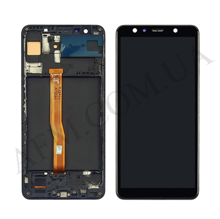 Дисплей Samsung A750F Galaxy A7 2018 OLED (Small LCD) чорний + рамка