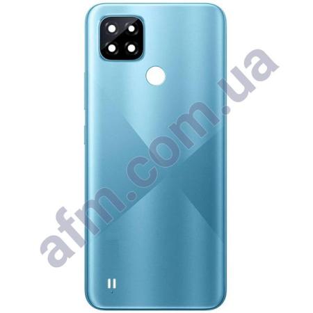 Задня кришка Realme C21 блакитна + Скло камери