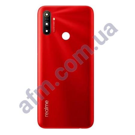 Задня кришка Realme C3 червона + Скло камери