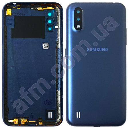 Задня кришка Samsung A015F Galaxy A01 синя Blue + Скло камери!