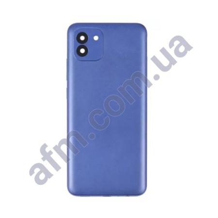 Задня кришка Samsung A035 Galaxy A03 синя + Скло камери!