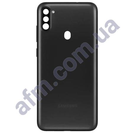 Задня кришка Samsung A115 Galaxy A11 чорна Black + Скло камери