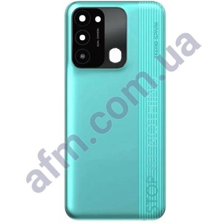 Задня кришка Tecno Spark Go 2022 (KG5m) зелена Turquoise Cyan + Скло камери