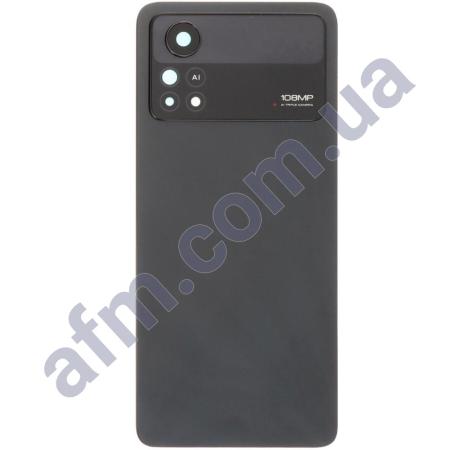 Задня кришка Xiaomi Poco X4 Pro/ Poco X4 Pro 5G чорна Laser Black + Скло камери