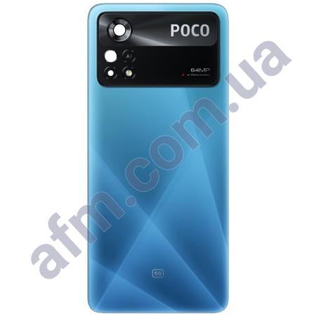 Задня кришка Xiaomi Poco X4 Pro/ Poco X4 Pro 5G синя Laser Blue + Скло камери (64MP)