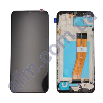 Дисплей Samsung сервісний A025F Galaxy A02S (161*72) чорний + рамка GH81-18456A
