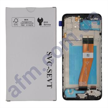 Дисплей Samsung сервисный A025F Galaxy A02S (161*72) чёрный + рамка GH81-18456A