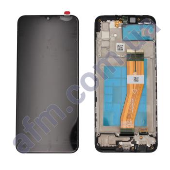 Дисплей Samsung сервісний A035G Galaxy A03 (163*72) чорний + рамка GH81-21626A