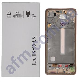 Дисплей Samsung сервисный A536 Galaxy A53 5G золотой + рамка GH82-28024D