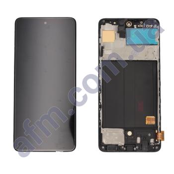 Дисплей Samsung A515F Galaxy A51 OLED (Small LCD) чёрный + рамка