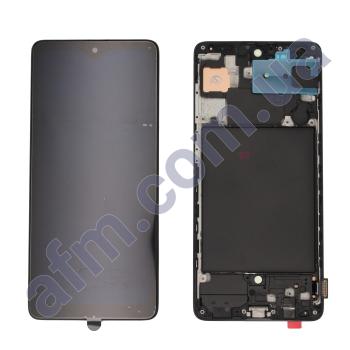 Дисплей Samsung A715F Galaxy A71 OLED (Small LCD) чёрный + рамка