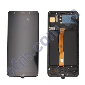 Дисплей Samsung A750F Galaxy A7 2018 OLED чёрный + рамка