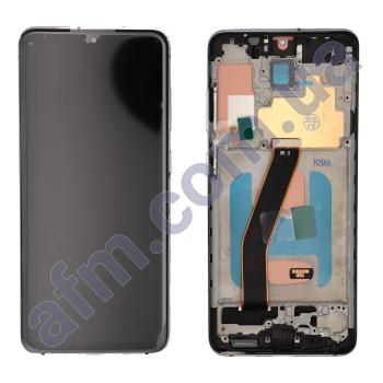 Дисплей Samsung G980F Galaxy S20/ G981B TFT чёрный + рамка серебряная