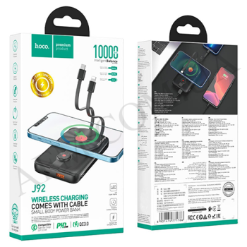 Зовнішній акумулятор (Power Bank) Hoco J92 22.5W бездротовий (10000 mAh) чорний