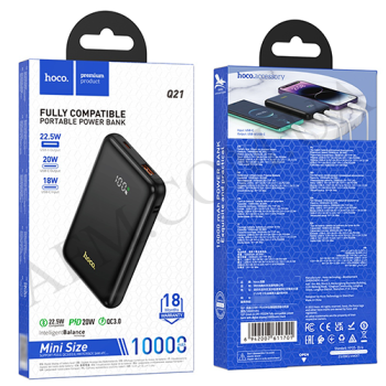 Зовнішній акумулятор (Power Bank) Hoco Q21 22.5W PD20W LCD (10000 mAh) чорний