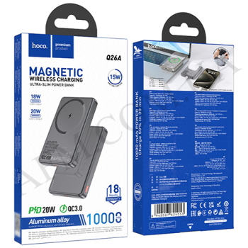 Зовнішній акумулятор (Power Bank) Hoco Q26A PD 20W бездротовий (10000 mAh) сірий