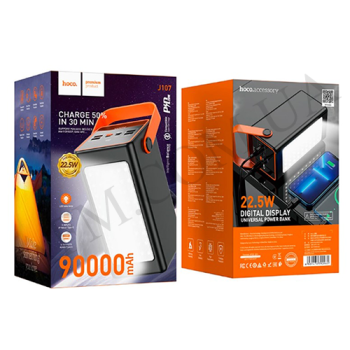 Зовнішній акумулятор (Power Bank) Hoco J107 PD20W + QC3.0 22.5W (90000 mAh) чорний