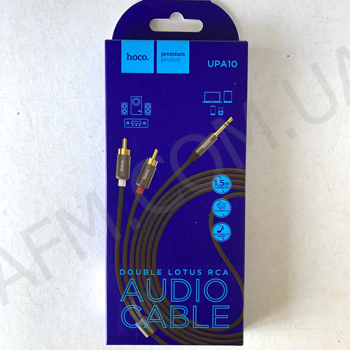 Кабель AUX Hoco UPA10 Lotus Double RCA Audio 3.5 mm 1, 5м сірий