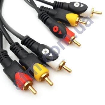 Удлинитель AUX 3RCA - 3RCA (папа-папа) 1.2м