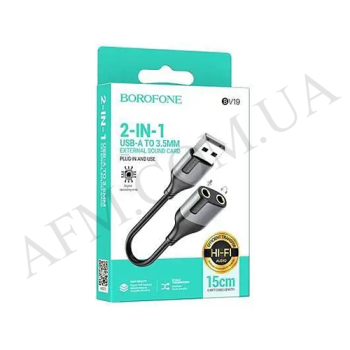 Перехідник Borofone BV19 USB на 3.5*2 чорний