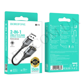 Перехідник Borofone BV19 USB на 3.5 чорний
