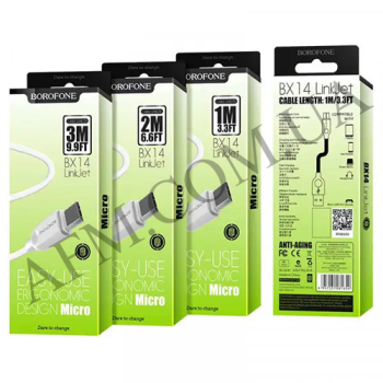 USB кабель Borofone BX14 Micro USB (2м) білий