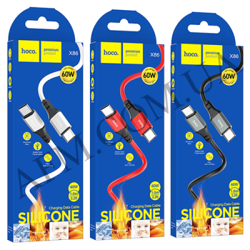 USB кабель Hoco X86 Type-C to Type-C 60W (1000mm) білий