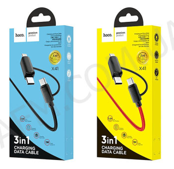 USB кабель Hoco X41 Multi-way 3в1 2.4A (1000mm) червоний