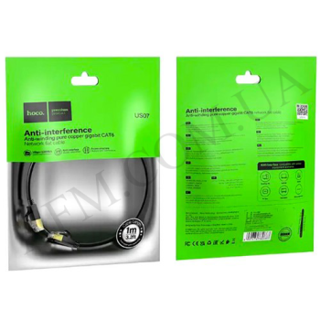 Кабель интернет LAN (RJ45) Hoco US07 1м чёрный