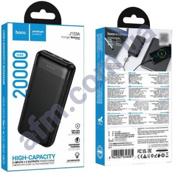 Зовнішній акумулятор (Power Bank) Hoco J153A Type-C/ 2USB 5V/ 2A (20000 mAh) чорний