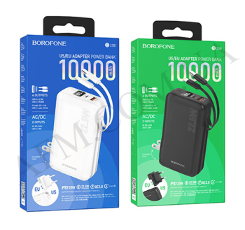 Зовнішній акумулятор (Power Bank) Borofone BJ39 22.5W+PD20W LCD iP+C US/ EU (10000 mAh) білий