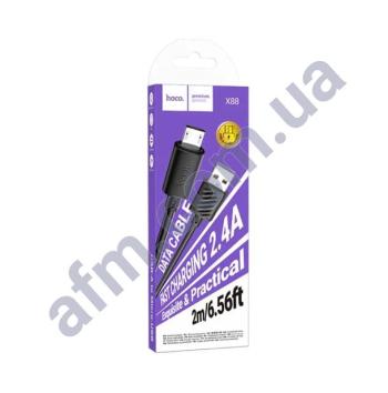 USB кабель Hoco X88 Gratified 2.4A Micro USB (2000mm) чорний